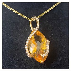 🔵 EFFY Sunset 14K Yellow Gold Citrine and Diamond Pendant, 8.69 TCW